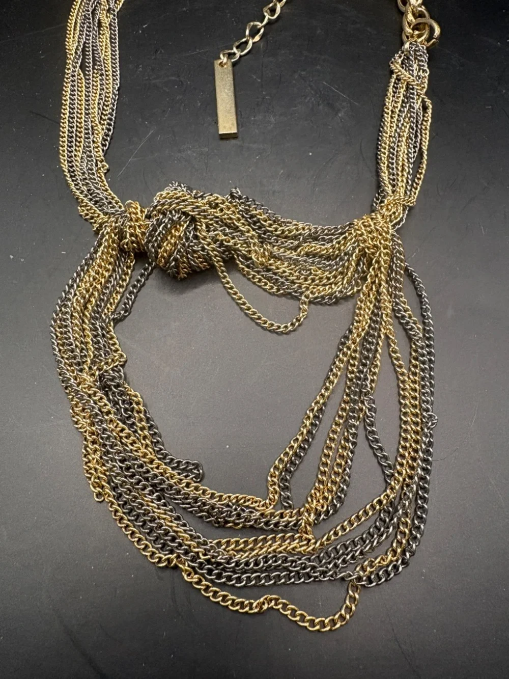 BCBG Mixed Metal Tiered Knot Chain Necklace - Picture 6 of 6